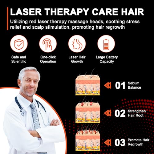 PUPCA Laser Comb (FDA Cleared) - Professional Medical Grade Red Light Treatment with Lasers for Hair Growth, Electric Scalp Massager for Alopecia in Men & Women