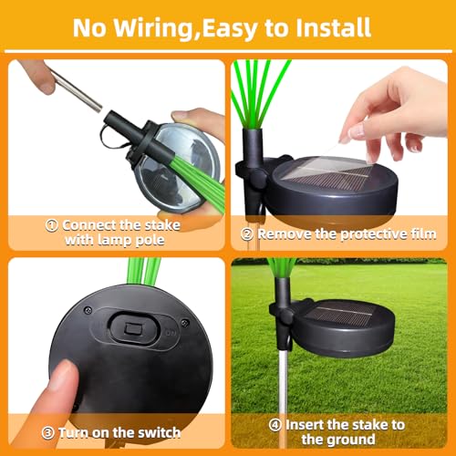 Cubetoou Swaying Solar Garden Lights Outdoor Waterproof, New Upgraded Solar Firefly Lights, Swaying Solar Garden Lights, Outdoor Solar Lights for Yard Lawn Patio Decor, Warm White(2-Pack)