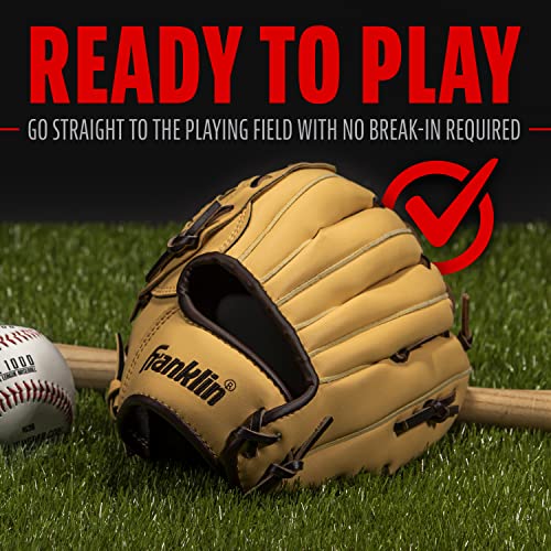 Franklin Sports Baseball + Softball Glove - Field Master Baseball + Softball Mitt - Adult + Youth Glove - Men's + Women's Baseball + Softball Gloves - Left Hand Throw - 13" - Gold
