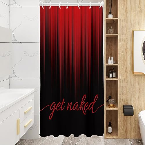 AAtter Red and Black Shower Curtain Ombre Mens Adult Gothic Bright Fun Stall Small Single Walk in Half Size Dorm Standing Narrow Stand Up RV Home Bathroom Decor Bathtub Set, 36x72, Gradient