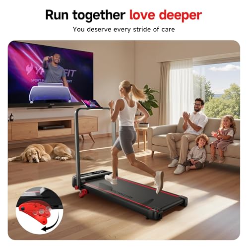 RHYTHM FUN Walking Pad Treadmill with Incline, 8% Incline Walking Treadmill, 300 lbs Foldable Treadmills with Handles for Home Office Use, Under Desk Compact Walking Pad