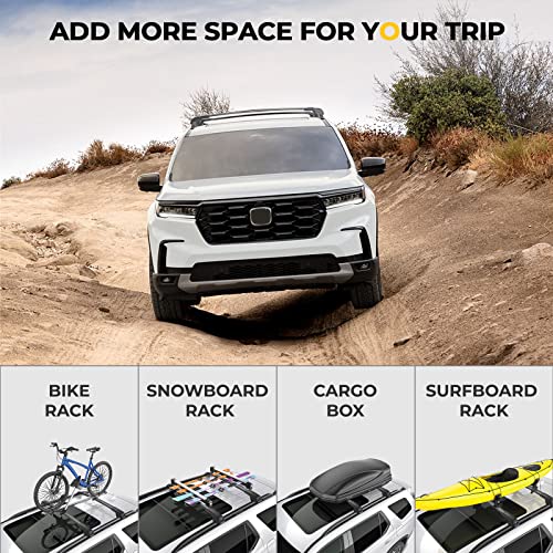 BougeRV Lockable Roof Rack Cross Bars Compatible with Honda Pilot 2023-2025 Sport TrailSport Touring Elite with Raised Rails, Aluminum Crossbar Replacement for Kayak Luggage Ski(Not for LX & EX-L)