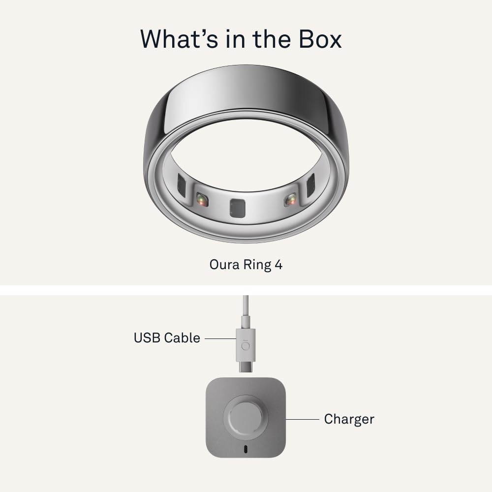 Oura Ring 4 - Silver - Size 7 - Sleep, Activity, Women’s Health, AI Advisor, Up to 8 Days of Battery Life, Size Before You Buy, Android & iOS Compatible