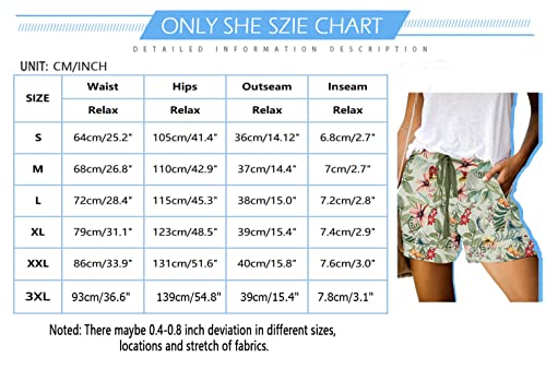 ONLYSHE Womens Summer Shorts Camo Print Casual Drawstring Lounge Short Shorts M