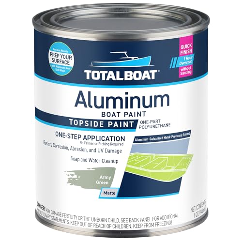 TotalBoat Aluminum Boat Paint for Canoes, Bass Boats, Dinghies, Duck Boats, Jon Boats and Pontoons (Army Green, 1 Quarts (Pack of 1))