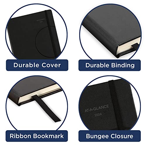 AT-A-GLANCE 2024 Weekly & Monthly Appointment Book Planner, Plan. Write. Remember. 7-1/2" x 10", Large, Casebound, Black (7069500524)