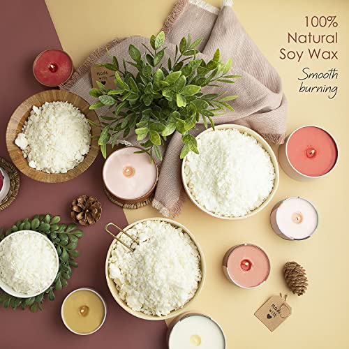Hearth & Harbor Soy Candle Wax for Candle Making - Natural Soy Wax for Candle Making 2 lb Bag, Premium Soy Wax Flakes, 5 Cotton Candle Wicks, 4 Wick Stickers, & 1 Centering Devices