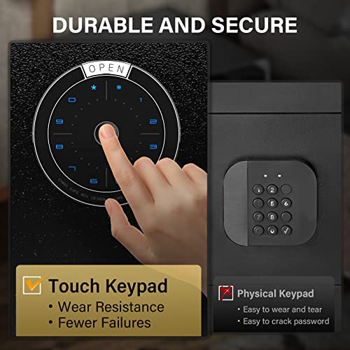 Safe Box, 0.5 Cubic Feet Home Safe, Steel Security Safe with Digital Keypad and 2 Keys, Wall-Mounted Cabinet Safe Protect Cash, Gold, Jewelry, Documents for Home, Office, Hotel