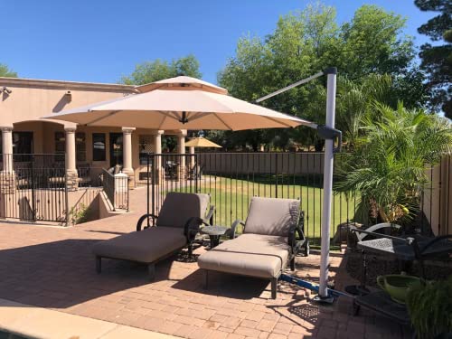 PURPLE LEAF 10 Feet Patio Umbrella Outdoor Round Umbrella Large Cantilever Umbrella Windproof Offset Heavy Duty Sun for Garden Deck Pool Patio, Beige