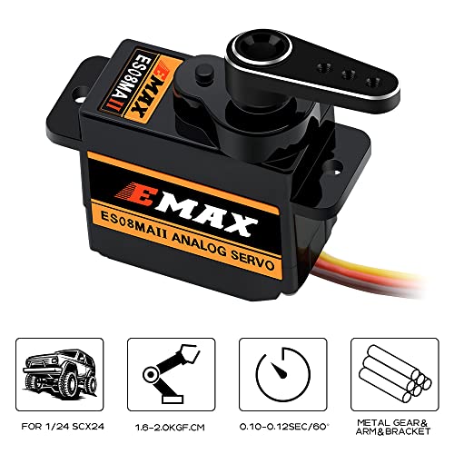 EPINON for AXIAL SCX24 Servo Metal Gear EMAX Servo Steering Servo with Servo Mount Bracket and Arm and Steering Link Set SCX24 Upgrade Parts (Black)