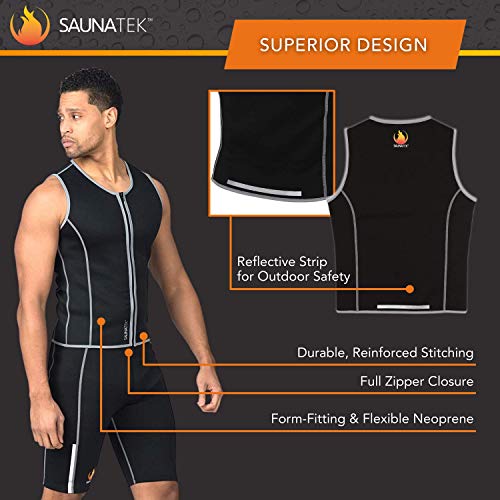 SaunaTek Men's Sauna Sweat Suit Vest for Exercise and Heat Training, Neoprene, Small