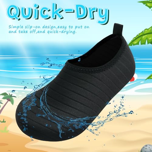 VIFUUR Kids Water Shoes Girls Boys Quick Dry Aqua Socks for Beach Swim Outdoor Sports Green Dinosaur-24/25