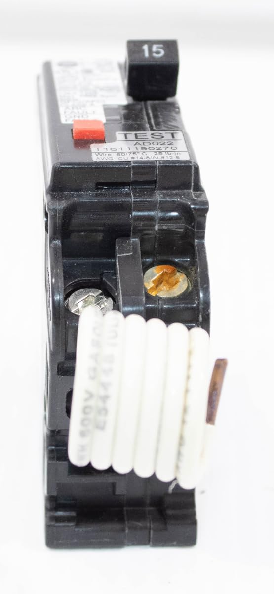 GE THQL1115DF Single-Pole Dual Function Plug-in Afci/Gfci Circuit Breaker, 120 Vac, 15 Amp, 10 Kaic