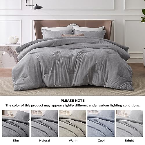 Bedsure Full Comforter Set - Light Taupe Comforter Full Size, Soft Bedding for All Seasons, Cationic Dyed Bedding Set, 3 Pieces, 1 Comforter (82"x86") and 2 Pillow Shams (20"x26"+2")