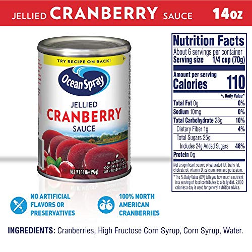 Ocean Spray Jellied Gluten Free Cranberry Sauce, 14 Ounce Can