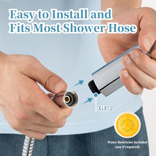OFFO Handheld Shower Head, 6-Mode High Pressure Handheld Sprayer High Flow Large Powerful Boosting Handheld Showerhead for Low Water Pressure, Chrome Finish