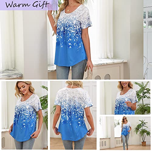 Womens Summer Plus Size Tops Blouses Short Sleeve Shirts Lace Pleated Tunic Tops XXL