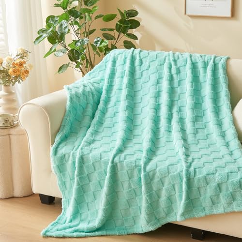 NEWCOSPLAY Super Soft Throw Blanket Dark Navy Premium Silky Flannel Fleece 3D Checkered Lightweight Bed Blanket All Season Use (Dark Navy Checkered, Throw(40"x50"))