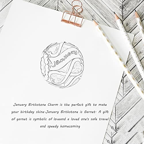 FOREVER QUEEN January Birthstone Charms 925 Sterling Silver Infinite Love Heart Openwork Bead for Charm Bracelets and Necklaces with 5A Cubic Zirconia, Birthday Jewelry Gifts Women