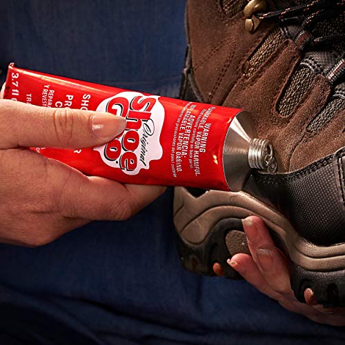 SOF SOLE Original Shoe Goo - 3.7 fl oz Tube - Clear Shoe Glue - Repairs Soles, Heels, Patches Small Holes - Bonds on Contact, Dries Within 24 Hrs, Waterproof - Works on Leather, Rubber, Vinyl, Canvas