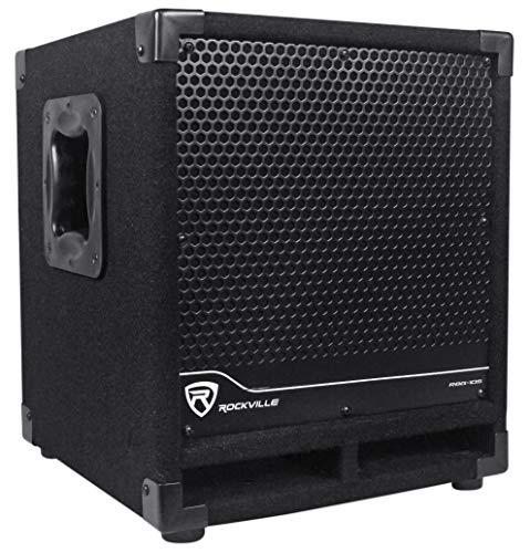 Rockville RBG10S Powered PA Subwoofer, Compact, 10", 1200W, Deep Bass, Variable Crossover, Built-in Limiter, Pole Mount, Perfect for DJ, House Parties