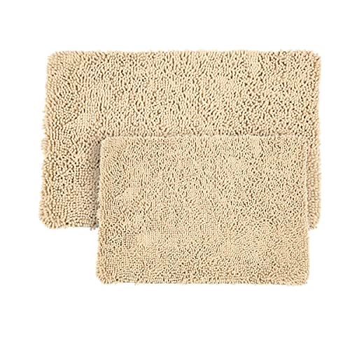 Bedford Home Chocolate 2 Piece Memory Foam Shag Bath Mat, 32"x21"x1.25"