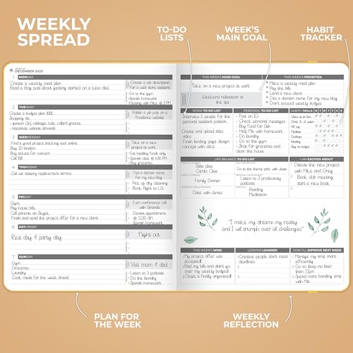 Clever Fox Planner PRO Dated (Jan 2025–Jan 2026) Weekly & Monthly Life Planner to Increase Productivity, Time Management and Hit Your Goals – Organizer, Gratitude Journal – A4 Size (Amber Yellow)