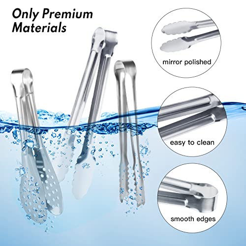 Serving Tongs,Buffet Tongs, Dmoera Stainless Steel Food Tong Serving Tong Small Serving Tongs Stainless Steel Mini Appetizer Tongs, Set of 12