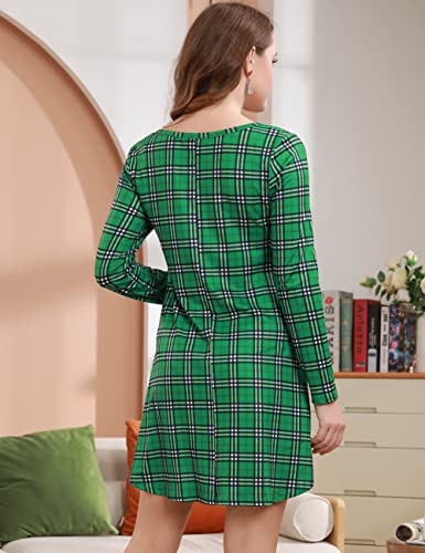 Aphratti Long Sleeve Tunics Spring Dresses for Women Plus Size Buttons Side Holiday Outfits Black XX-Large