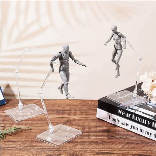 TSY TOOL 2 Pcs of HG144 Action Figure Stand, Display Holder Base, Doll Model Support Stand Compatible with 6" HG RG SD SHF Gundam 1/44 Toy Clear