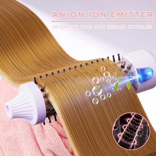 K&K 1.25 inch Thermal Brush Volumizing Brush Heated Curling Ceramic Tourmaline Ionic Curling Iron Quick Heating Makes Dual Voltage Travel-Friendly Straightening Round Design 30S Heating up