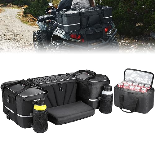 KEMIMOTO ATV Bag, 74L Large ATV Cargo Bag with Cooler Bag, Waterproof 4 Wheeler Storage Rear Rack Seat Bag Universal Compatible with Polaris Sportsman Fourtrax Can-Am Kawasaki Arctic Cat CFMOTO