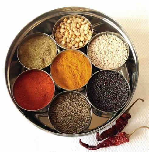 SHOURYA TRADING Stainless Steel Spice box with Non Breakable Transparent glass,Stainless Steel Spice Box with 7 container and 7 Small Spoons,Spice Box,Size 12 No,Color-Silver