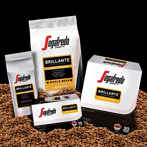 Segafredo Zanetti Ground Coffee – Made with Arabica Coffee – Light Roast, Silky Smooth with Floral Notes – Blend of Colombian and Sumatran Arabicas – Bright, Medium-Bodied – Brillante, 10oz Bag