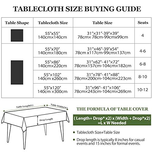 BESBESME Rustic Linen Plaid Table Cloth Boho Style Cream,Kitchen Dining Room Tablecloths for Square Tables, Washable Wrinkle Resistant,Blue/Green 55 x 55 inches