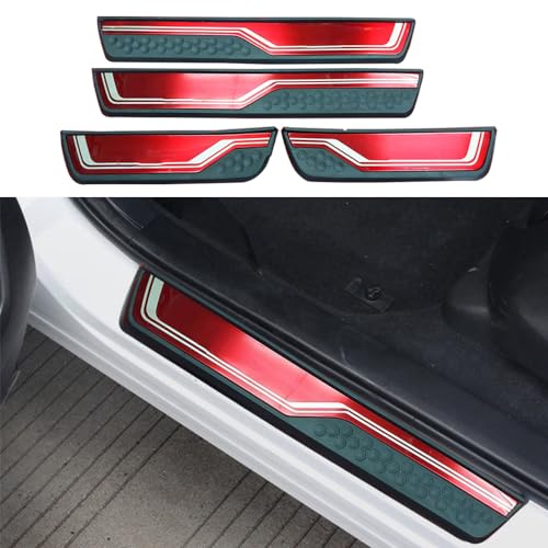 CEBAT 4Pcs LED Stainless Steel Car Door Sill Scuff Plate Guard Sills for Honda CRV 2017-2025 Automotive Door Entry Guard Protector Trim