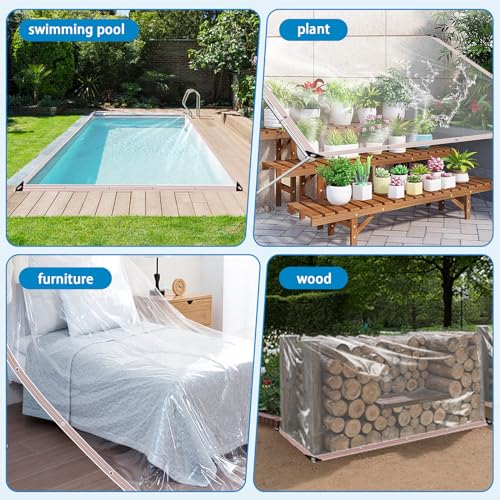 Clear Tarps Heavy Duty Waterproof 7x12,Clear Plastic Tarp with Grommets,Transparent PVC Vinyl Tarpaulin for Outdoor,Plant,Garden,Chicken Coop,Patio,Cat Litter