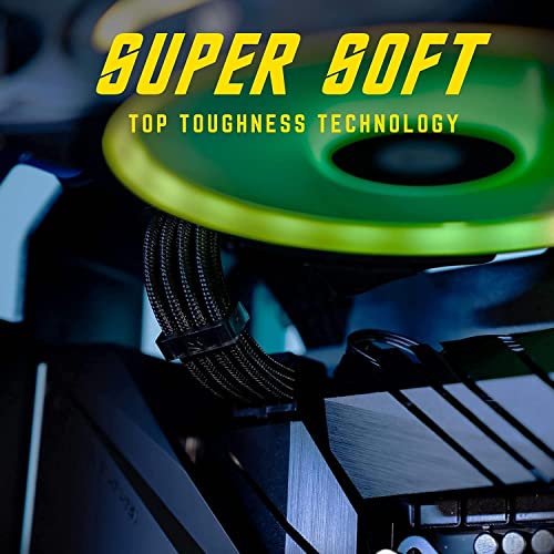 AsiaHorse 18AWG PSU Cable Extension Sleeved Custom Mod GPU PC Audio Video Power Supply Soft Braided Cables with Two Color Comb Kit 24P/8P to 6+2P/ 8P to 4+4P 30CM