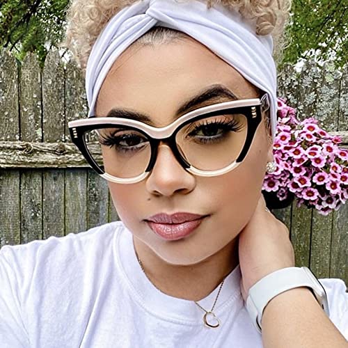 KFPH 2 Packs Stylish Cat Eye Glasses Blue Light Glasses Non Prescription Frames for Women Computer Reading Glasses Anti Glare & UV