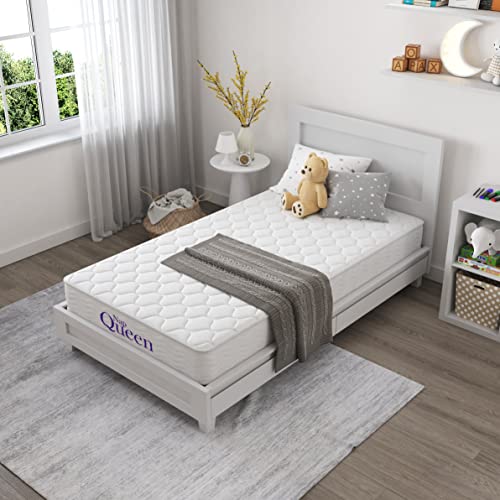 NapQueen 6 Inch Innerspring Queen Size Medium Firm Support Relief Mattress, Bed in a Box, White