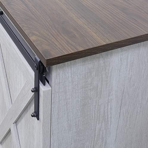 Rainbow Sophia TV Stand, Storage Cabinet with Sliding Barn Doors and Adjustable Shelves, Modern 28”H, Sargent Oak