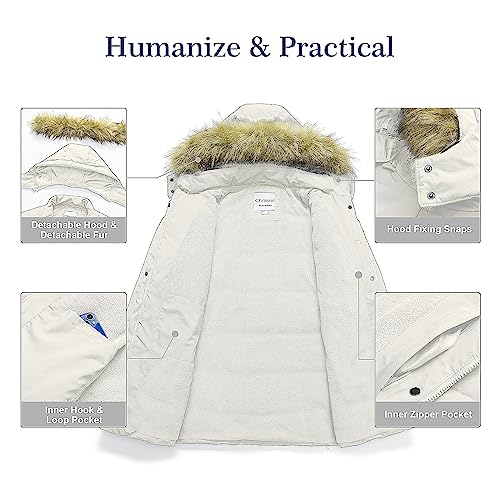 Chrisuno Women's Plus Size Hooded Warm Winter Parka Coat Long Thichkened Winter Jacket Puffer Jacket Army Green 1X