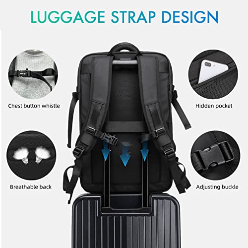 TANGCORLE Laptop Backpack for Women, 50L Carry On Backpack Men, Expandable Flight Approved Water Resistant Luggage with 3 Packing Cubes & USB Port, Travel Backpack Fits 17.3 Inch Notebook