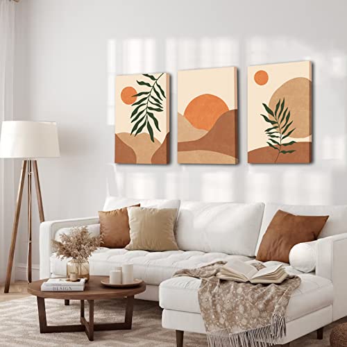 Mid-Century Modern Boho Wall Art Decor - Framed Prints for Living Room, Bedroom, Bathroom, Office - 12x16inch
