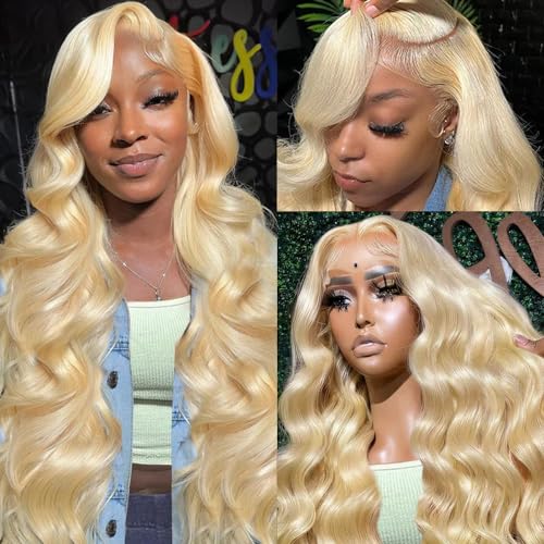 SEMANK 613 13x6 Lace Front Wig Human Hair 42 Inch Blonde Wig Human Hair 180% Density Body Wave Lace Front Wigs Human Hair Pre Plucked 613 Lace Front Wig Human Hair Blonde HD Lace Frontal Wig