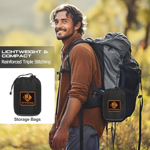 Camping Hammock, Portable Hammocks with Mosquito Net,Lightweight Nylon Parachute Hammock with 10ft Tree Straps,Camping Gear Must Haves for Travel Hiking Backpacking Beach Patio-Black&Grey