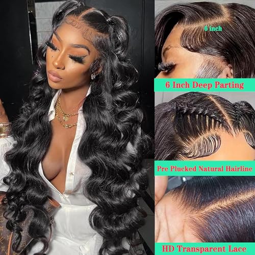 Chocolate Brown Lace Front Wig Human Hair Pre Plucked 4# Colored Wigs Human Hair 13x6 Body Wave HD Lace Frontal Wigs Human Hair 200% Density Glueless Wigs Human Hair 18Inch