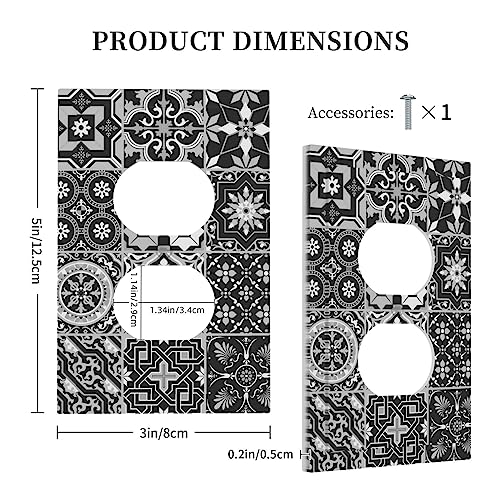 Paisley Moroccan Florets Slavic Royal Blue Sand Brown 4 Gang Rocker Decora Light Switch Cover Outlet Covers Wall Plate Decorative Switchplate Electrical Faceplate GFCI for Bathroom Bedroom Decor