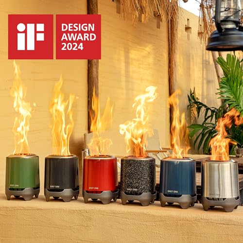 EAST OAK Smokeless Tabletop Fire Pit, Mini Table Top Firepit for Patio and Outdoor Camping, Removable Ashtray, Dual-Fuel Stove, Silicone Pad& Travel Bag, 50-80min. Burn Time, H: 10.1" xD: 7", Silver