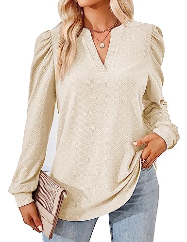 ZILIN Women's Tops Casual Long Sleeve Flowy Business 2024 Fashion Clothes Plus Size Tunics Green Floral S